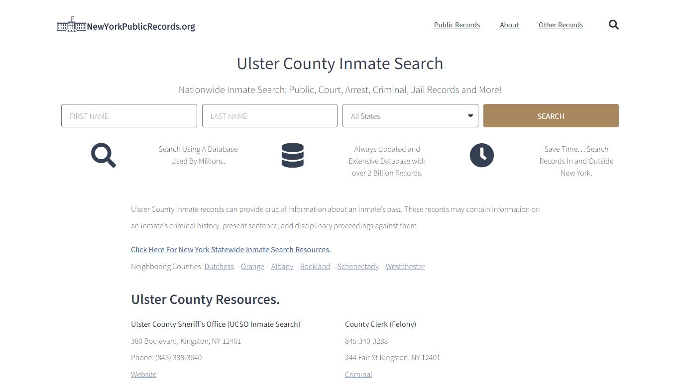 Ulster County Inmate Search - UCSO Current & Past Jail Records